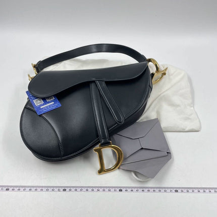 Sold Dior Saddle Medium leather Black Smooth Leather