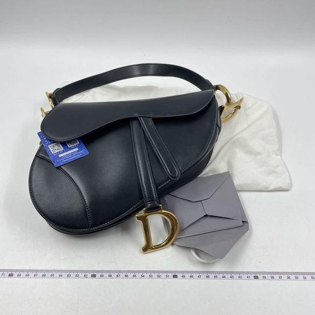 Sold Dior Saddle Medium leather Black Smooth Leather
