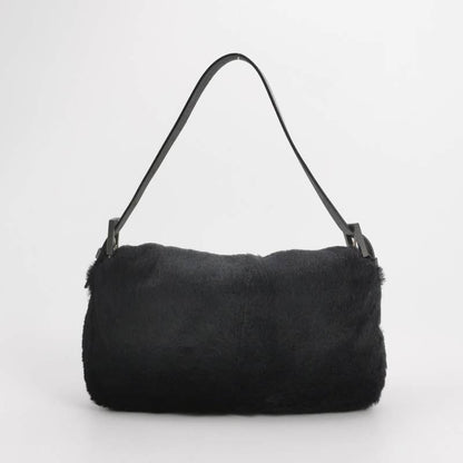 Fendi Baguette Black Faux Fur Shoulder Bag