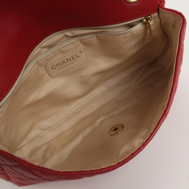 Chanel Seasonal Flap Medium Red Lambskin Leather Valentine Marine Charms