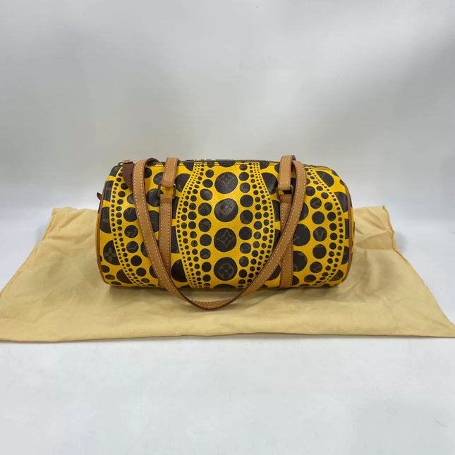 Louis Vuitton x Kusama Papillon 28 Yellow Polka Dots Handbag
