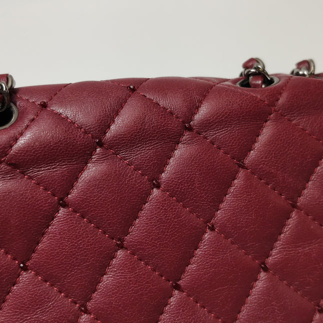 Chanel Seasonal Flap Mini Burgundy Lambskin Leather With Beads