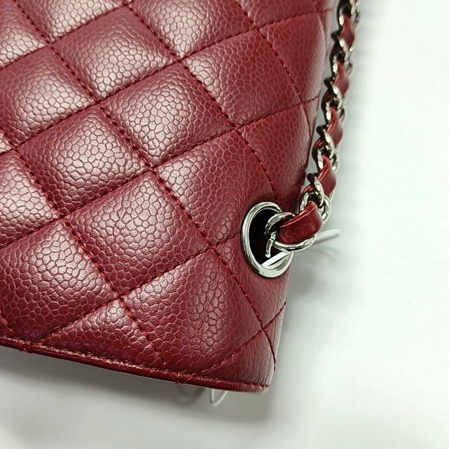 Chanel Classic Flap Medium 2008 Burgundy Caviar Leather Silver Hardware