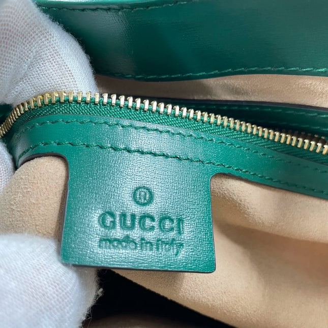 Sold Gucci Jackie 1961 Green Leather Bag Small with Adjustable Strap