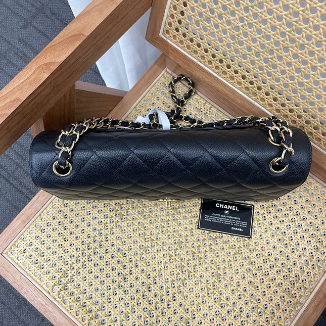 Chanel Classic Flap Jumbo 2011 Black Caviar Leather Double Flap Gold Hardware