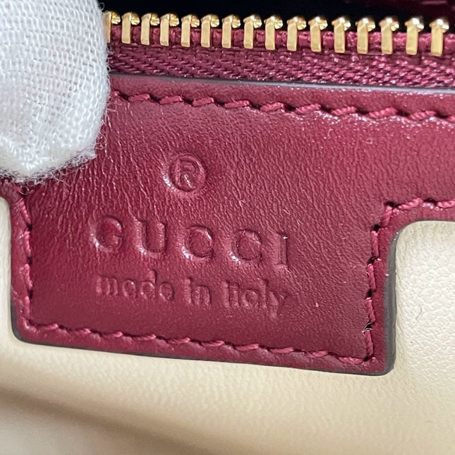 Gucci Jackie 1961 Small Ancora Red Burgundy Leather Shoulder Bag Clasp S24