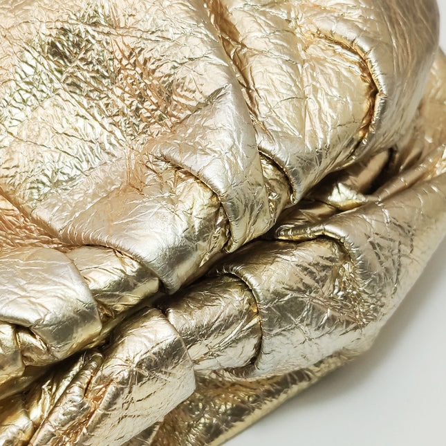 Bottega Veneta Pouch Large Metallic Gold Wrinkled Leather
