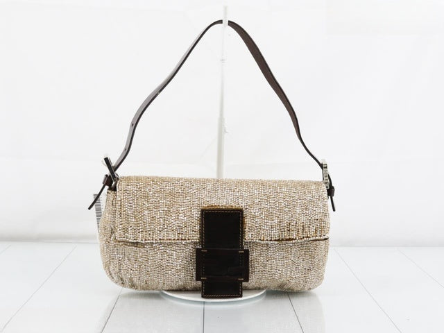 Sold Fendi Baguette Shoulder bag with Cream Beads-Luxbags