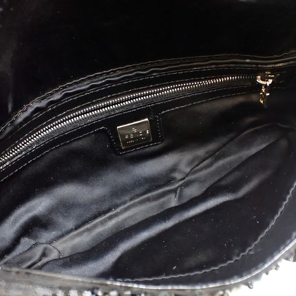 Fendi Baguette with Black Swan Feather-like sequin rufffles RARE