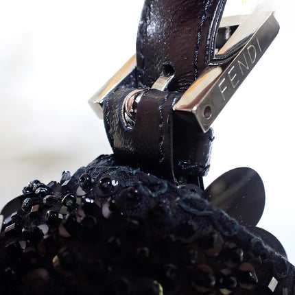 Fendi Baguette with Black Swan Feather-like sequin rufffles RARE