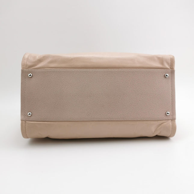 Chanel Deauville Tote Medium Pink Leather Top Handle Leather Chain Straps