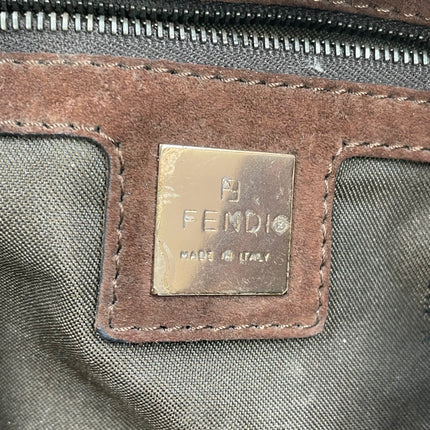 Fendi Baguette Large Dark Brown Suede Leather Shoulder Bag
