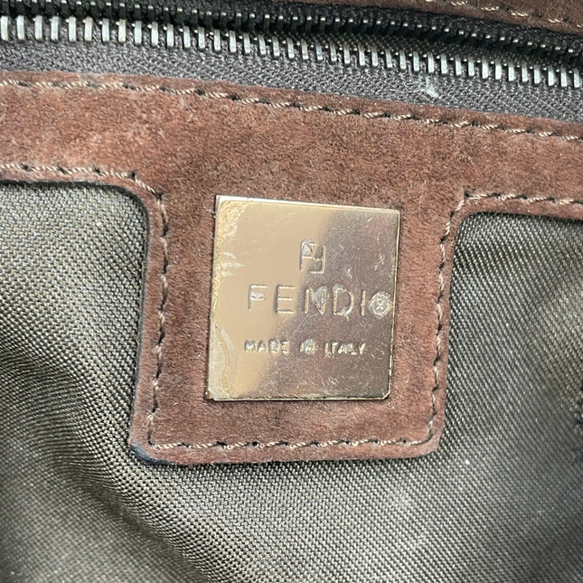 Fendi Baguette Large Dark Brown Suede Leather Shoulder Bag