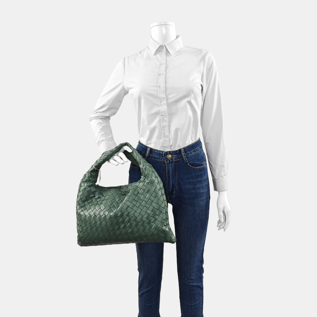 Bottega Veneta Hop Hobo Small Leather Aloe Vera Green