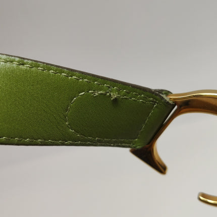 Dior Vintage Double Saddle Green Ostrich Leather Gold Hardware