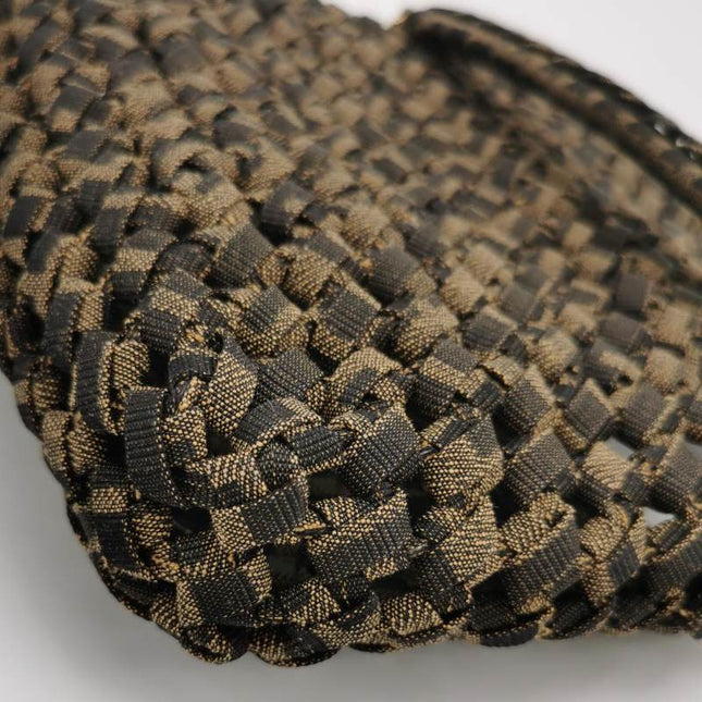 Fendi Baguette Mini Canvas Crochet Zucca Dark Green and Gold Hardware