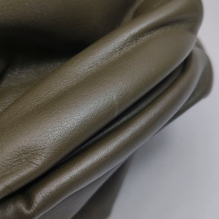 Bottega Veneta Pouch Calfskin Leather Dark Olive Green Large