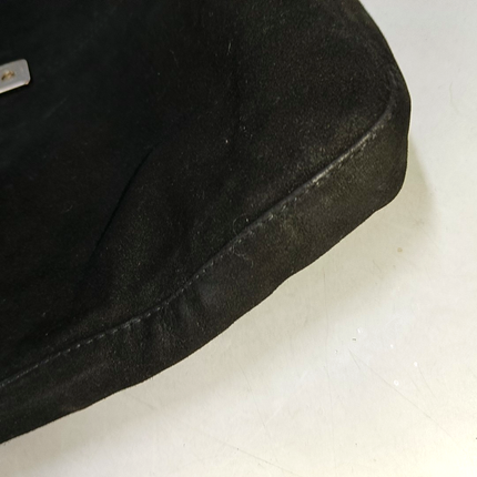 Fendi Mamma Baguette Forever Black Suede Leather Red Buckle