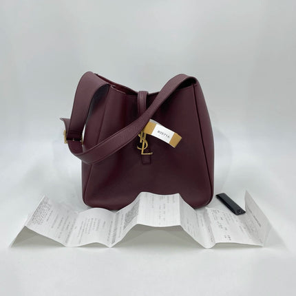 Yves Saint Laurent YSL Le 5 A 7 Hobo Small Burgundy Calfskin Shoulder Bag