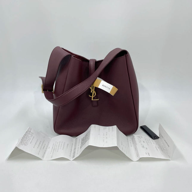 Yves Saint Laurent YSL Le 5 A 7 Hobo Small Burgundy Calfskin Shoulder Bag