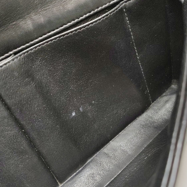 Chanel East West Chocolate Bar Black Leather Gold Hardware Black Interior