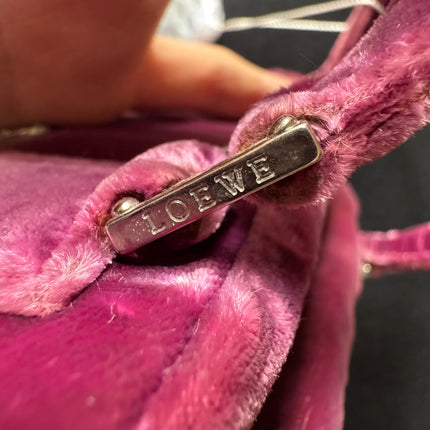 Loewe Amazona 19 Mini Handbag in Purple Velvet with Crystal Logo