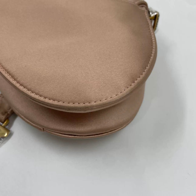 Dior Saddle Mini Pink Silk Satin with Crystal Buckle