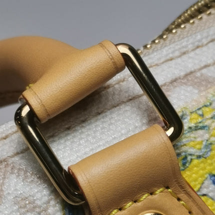 Louis Vuitton Speedy 30 Bandouliere Monogram Hotel Labels White Multicolor