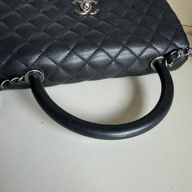 Chanel Coco Handle Medium Black Caviar Leather Silver Hardware, 2016