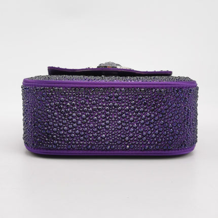 Versace La Medusa Mini Crystal Embellished Top Handle Bag in Purple