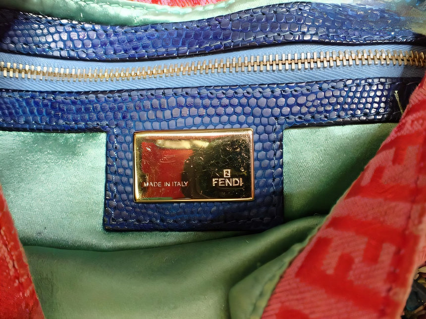 Sold Fendi Baguette Pink Zucchino with Knit Flower Embroidery