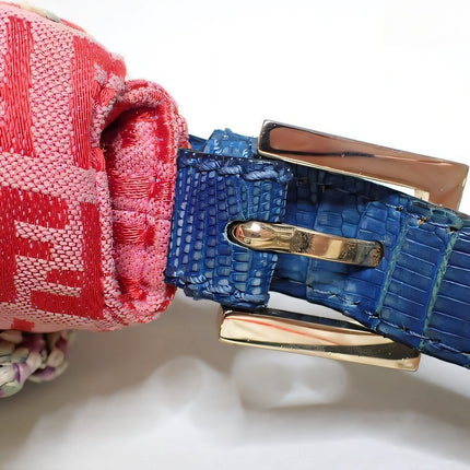 Sold Fendi Baguette Pink Zucchino with Knit Flower Embroidery