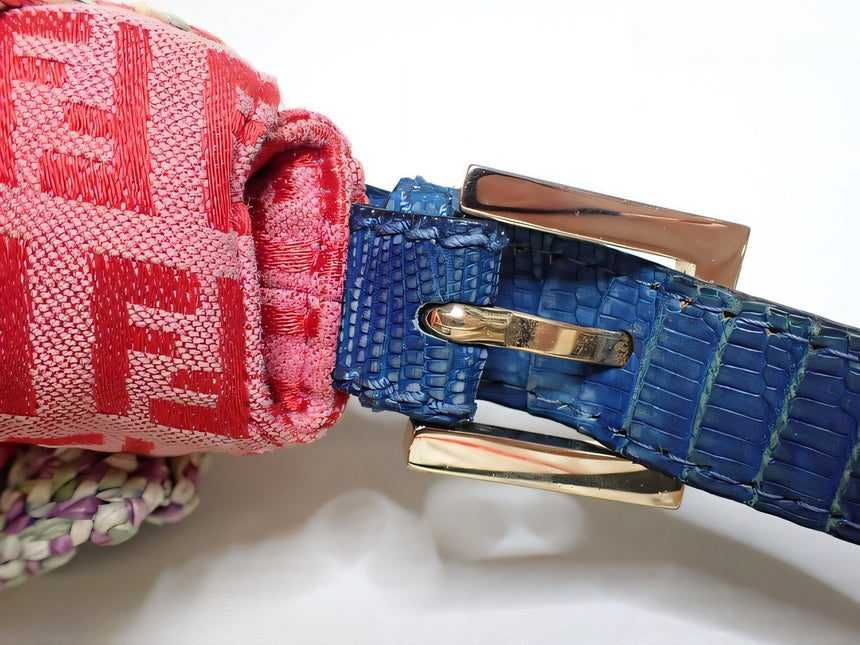 Sold Fendi Baguette Pink Zucchino with Knit Flower Embroidery