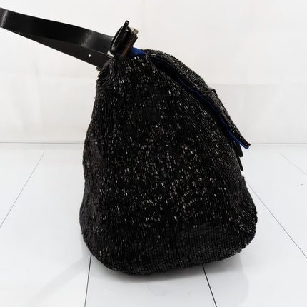 Sold Fendi Mamma Baguette Black Beaded Shoulder Bag