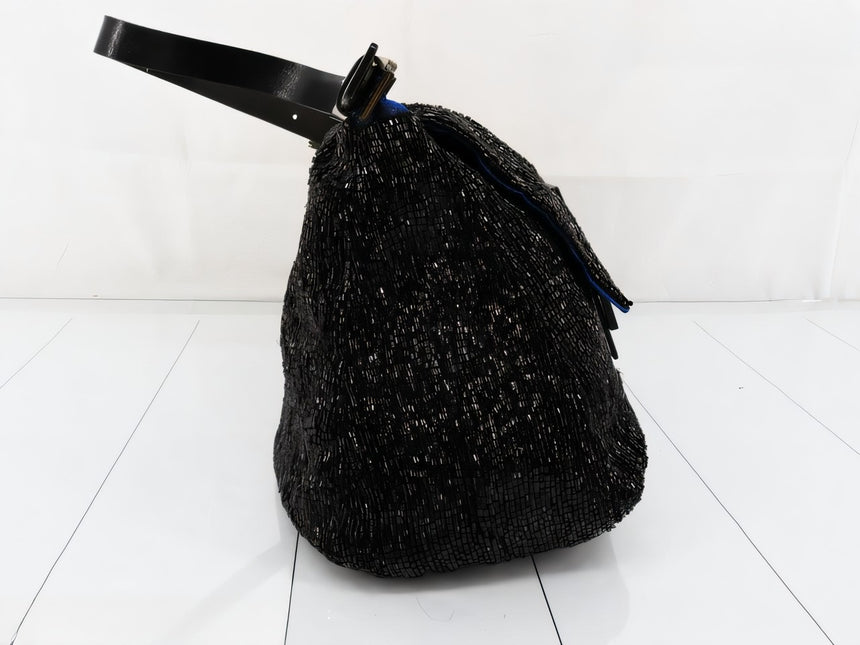 Sold Fendi Mamma Baguette Black Beaded Shoulder Bag