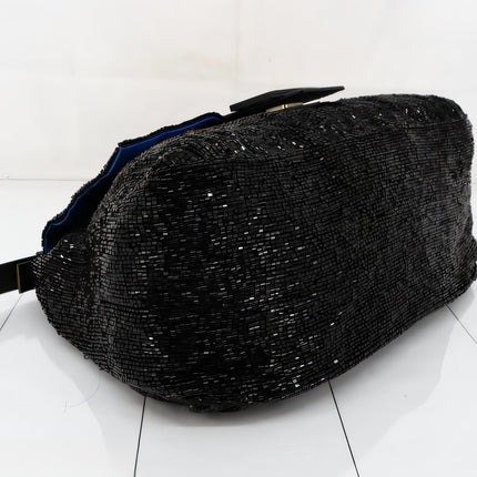 Sold Fendi Mamma Baguette Black Beaded Shoulder Bag