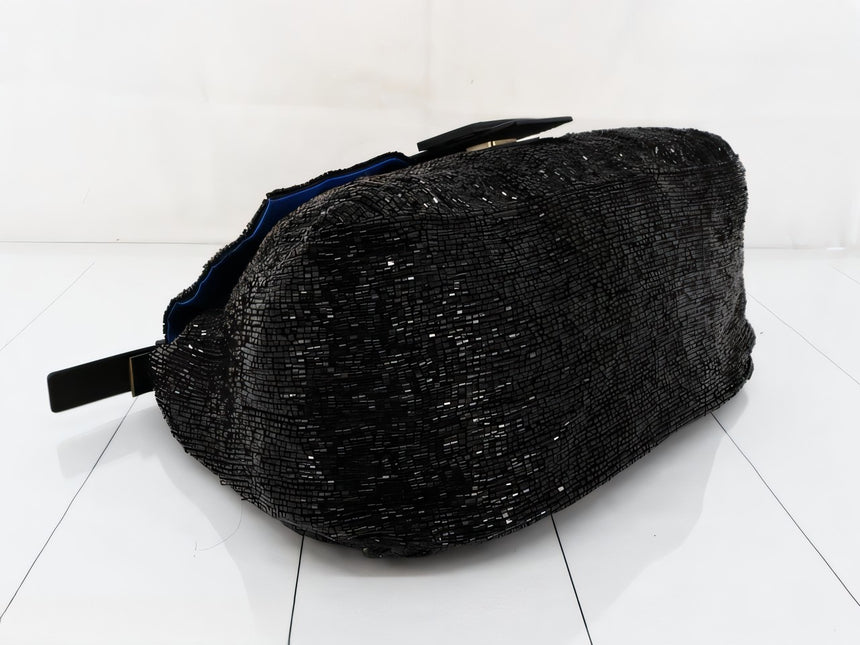 Sold Fendi Mamma Baguette Black Beaded Shoulder Bag