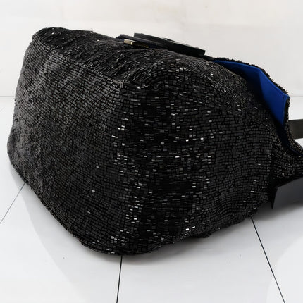 Sold Fendi Mamma Baguette Black Beaded Shoulder Bag