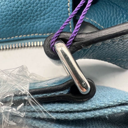 Hermès Taurillon Clemence Good News 28 PM Blue Jeans Hobo Crossbody Bag