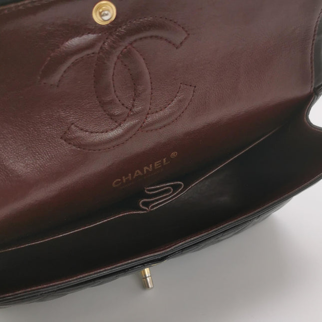 Chanel Classic Flap Vintage Medium Black Lambskin Leather Gold Hardware 2009-2010
