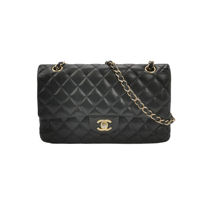 Chanel Classic Flap Vintage Medium Black Lambskin Leather Gold Hardware 2009-2010-Luxbags