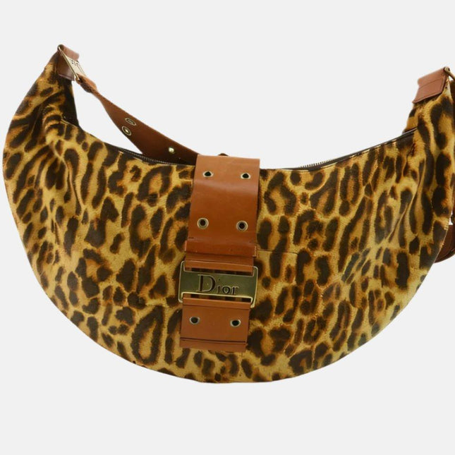 Sold Dior Street Chic Hobo Leopard Print Pony-hair Calfskin-Luxbags