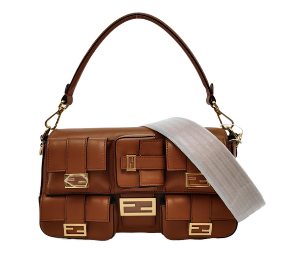 Fendi Baguette Cargo Multi-pocket Tan Brown Leather 2-way