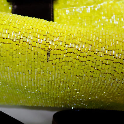 Sold Fendi Mamma Baguette Lemon Yellow Beaded Shoulder Bag
