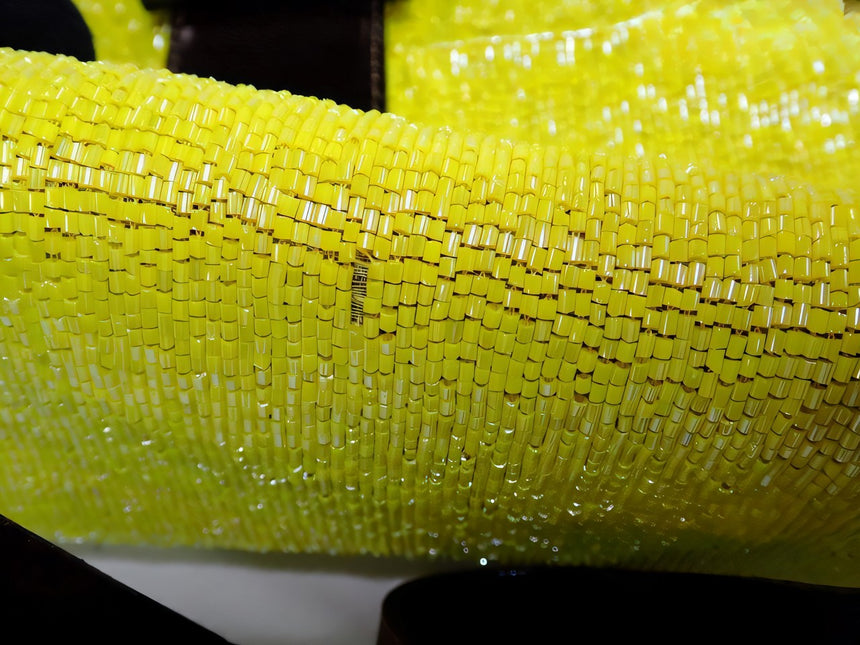 Sold Fendi Mamma Baguette Lemon Yellow Beaded Shoulder Bag