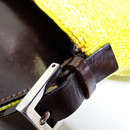 Sold Fendi Mamma Baguette Lemon Yellow Beaded Shoulder Bag