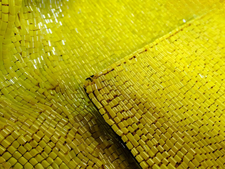Sold Fendi Mamma Baguette Lemon Yellow Beaded Shoulder Bag