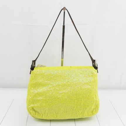 Sold Fendi Mamma Baguette Lemon Yellow Beaded Shoulder Bag