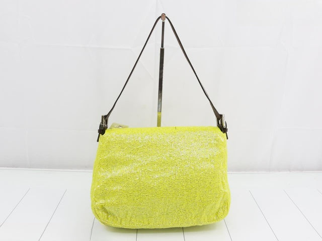 Sold Fendi Mamma Baguette Lemon Yellow Beaded Shoulder Bag