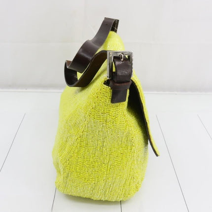 Sold Fendi Mamma Baguette Lemon Yellow Beaded Shoulder Bag